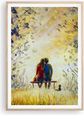 Produktbild von Gerahmtes Poster - Rahmen in heller Eiche - Liebhaber auf Bank - 70x100 cm - Wand Bild - Wanddeko - Wandbilder - Kunstposter - Wandposter - Bilderrahmen - Bilder - Kunstdruck - P2NPA70x100-4578