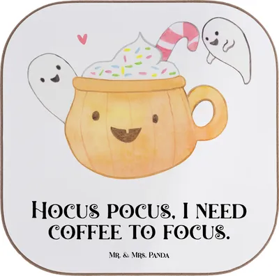 Produktbild von Mr. & Mrs. Panda Getränkeuntersetzer Kaffee Gespenst - Weiß - Geschenk, Halloween Deko, Untersetzer für Gläser, Dekoration, gläseruntersetzer, Coaster, Trick Or Treat