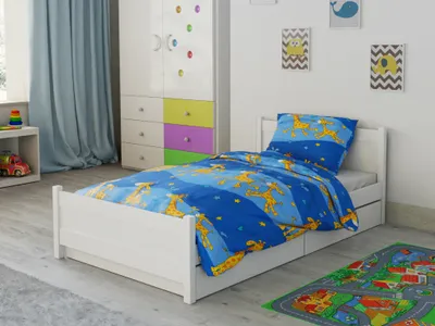 Obrázek produktu pro Bavlněné povlečení do postýlky Žirafa modrá
