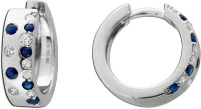 Produktbild von Saphir Creolen Weißgold 585 14K Diamanten Natur Edelsteine