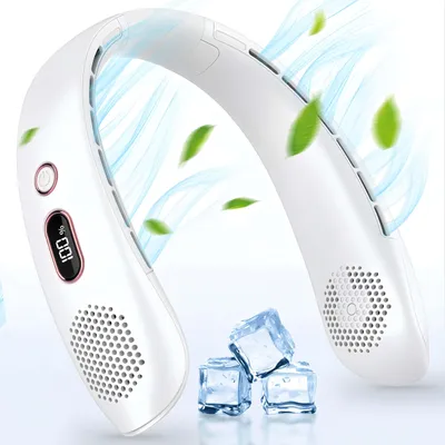Produktbild von Tragbarer Nackenventilator, Halsventilator, Flügelloser USB-Ventilator mit 360°-Luftstrom, 3 Geschwindigkeit, leise, Persönlicher Ventilator, Weiß