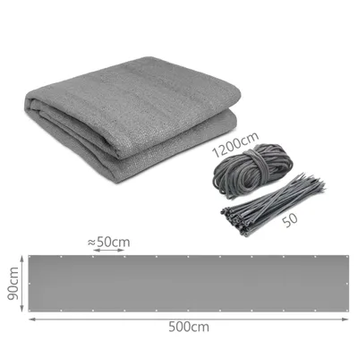 Produktbild von VOUNOT® Balkon Sichtschutz 90x500 cm, HDPE Gewebe, UV-Schutz, Wetterfest, Grau