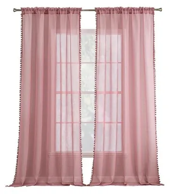 Produktbild von Pompom Vorhänge Set von 2 - 260 x 140 cm - Zart Rosa für Kinder
