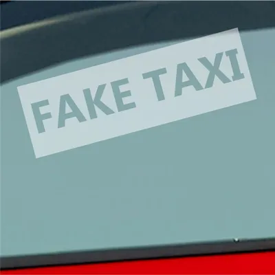 Produktbild von Auto Aufkleber Fake Taxi Car Schriftzug 19x6 cm Milchglas Sticker Heckscheibenaufkleber