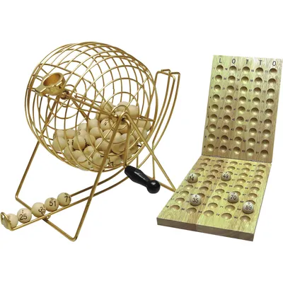Produktbild von HOT Games Lotto-Bingo-Mühle.24/18cm Metall 90 Kugel + Brett