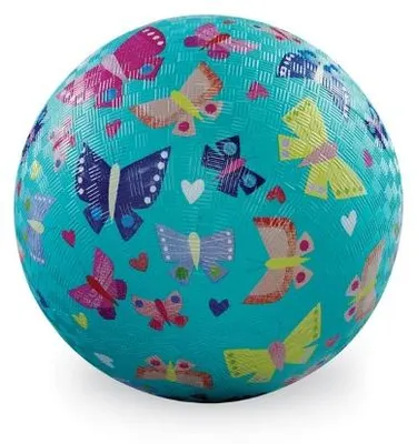 Produktbild von Crocodile Creek Spielball Naturkautschuk blau 13cm Regenbogen-Schmetterlinge