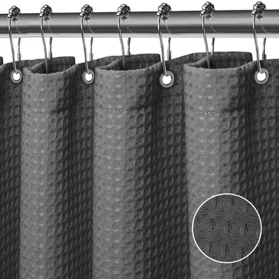 Produktbild von Waffelmuster-Duschvorhang mit Magneten und Ringen