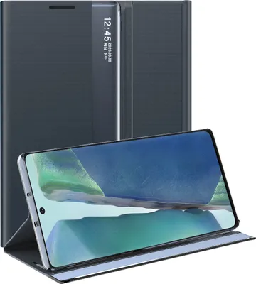 Produktbild von Galaxy Note 20 Hülle, LaimTop Slim Flip Leder Smart View Window Klappetui Schutzhülle mit Standfunktion für Samsung Galaxy Note 20 Navy blau