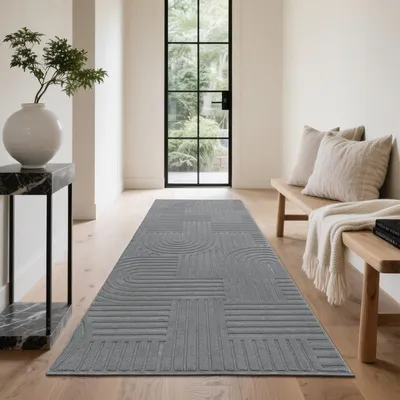 Produktbild von Läufer 80 x 300 cm, grau, Polyester, rutschfest, für Flur