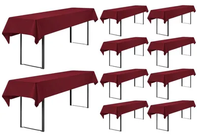 Obrázek produktu pro Sada 10 kusů potahů na stoly, barva: bordó, rozměry: 100 x 250 cm, materiál: polyester
