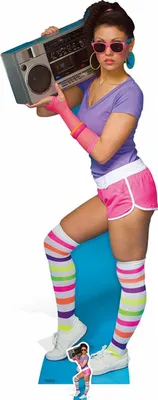 Productafbeelding van 80er Jahre Pappaufsteller Neon Boombox Girl