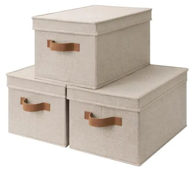 Image de Boîtes de rangement décoratives avec couvercle, lot de 3