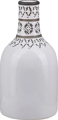 Produktbild von BELIANI Blumenvase Weiß und Schwarz Steinzeug mit dekorativem Muster Deko Accessoires Wohnzimmer Schlafzimmer Flur Eingangsbereich Kamin
