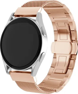 Produktbild von Strap-it Milanese-Stahlarmband - Kompatibel mit Samsung Galaxy Watch 3 Armband 41mm Ersatzarmband Edelstahl - Faltschließe - Hochwertiges Material - für Smartwatch 20mm Armband Rosa Gold