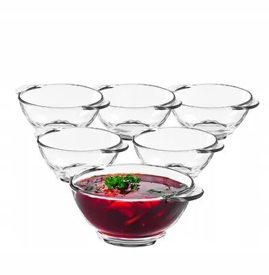 Produktbild von 6er Set Glas Suppenschalen 500 ml – Hochwertige Bouillon-Schalen Glasschüsseln