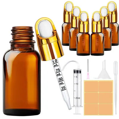 6er-Set 10 ml Braunglasflaschen mit Pipette für Öle & Parfüm