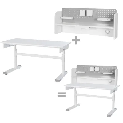 Obrázok produktu pre Roba detský písací stôl Smart Grow Basic s príborníkom, 110x60 cm - Súprava písacieho stola pre deti od 6 rokov - Výškovo nastaviteľný - USB-C - Biely