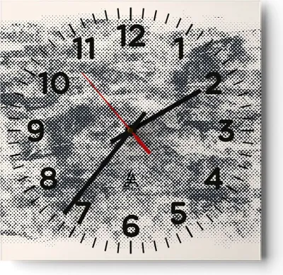 Produktbild von Wanduhr - Quadrat - Glasuhr - Schwarz Hintergrund Farbe - 40x40cm - Schleichendes Uhrwerk - Lautlos - zum Aufhängen bereit - Dekoration Modern - Wanddekoration aus Glas - C4AC40x40-5061