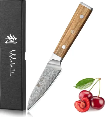 Produktbild von Wakoli Oribu I Officemesser 8,50 cm extrem scharfe Klinge aus 67 Lagen I Profi Küchenmesser mit Griff aus Olivenholz