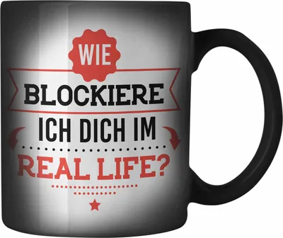 Produktbild von Trendation - Karabiner Farbwechsel Zauber-Tasse Edelstahl mit Sprüchen Lustiger Spruch Farbwechsel Zauber-Tasse für Kollege Kollegin Freundin Geschenkidee (Schwarz)