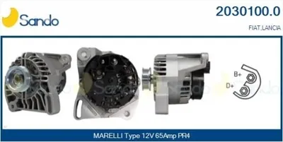 Produktbild von SANDO 2030100.0 Lichtmaschine Generator LiMa 65A 12V für FIAT PANDA (169) PUNTO (188) PUNTO (199) Panda Schrägheck (312, 319) Doblo Cargo (223)