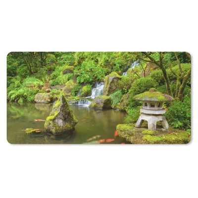 Produktbild von MuchoWow® Mauspad Mousepad Wasserfall - Koi - Japanische Laterne - Moos - Wasser 60x30 cm - Mousepads - Maus Mat - Pad - Mausunterlage - Nachhaltig