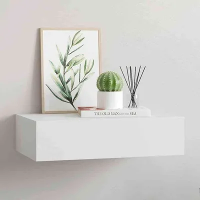 Produktbild von vidaXL Wandregal mit Schublade Weiß 40x23,5x10 cm MDF