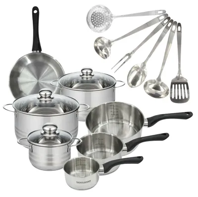 Image de Batterie de cuisine 1 poêle 20 cm, 3 casseroles 12/16/20 cm, 3 faitouts 16/20/24 cm, 6 ustensiles Fackelmann Geneva