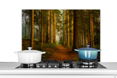 Obrázok produktu pre MuchoWow® Splashback Kuchyňa - Kuchynský backsplash - Ochrana steny pre sporák a drez Les - Príroda - Stromy - Krajina - Listy 90x60cm Alu-Dibond