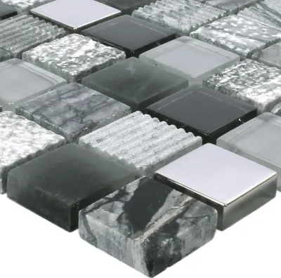 Produktbild von Mosaikfliesen Venzona Schwarz Silber 23