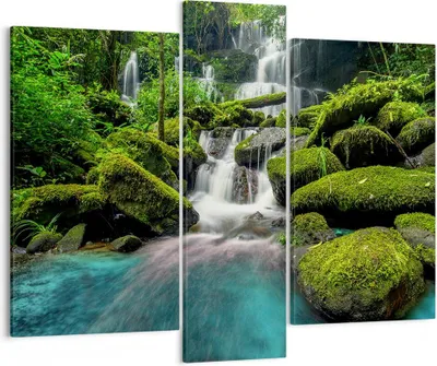 Produktbild von Bild auf Leinwand - Leinwandbild - Park Wasserfall Wasser - 95x80cm - Wand Bild - Wanddeko - Leinwanddruck - Bilder - Kunstdruck - Wanddekoration - Leinwand bilder - Wandkunst - CB95x80-3754