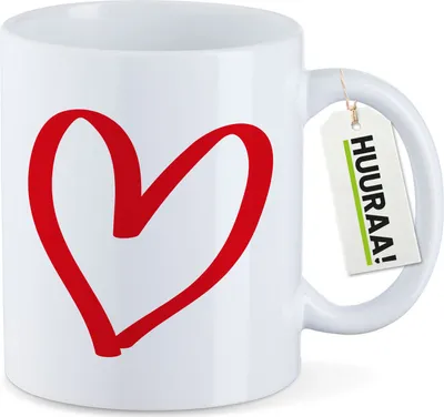 Produktbild von Huuraa Kaffeetasse Herz Heart 330ml Weiß Keramik Kaffeebecher Geschenkidee