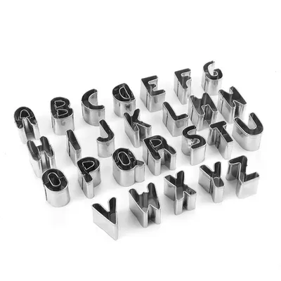 Produktbild von Buchstaben fondant ausstecher, Fondant ausstecher buchstaben, 26 STÜCKE Edelstahl Backen Briefmarken Dekorationswerkzeug DIY Antihaft-Formen für Zuckerguss, Fondant, Gemüse und Obst (A-Z)