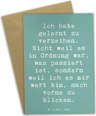 Produktbild von Mr. & Mrs. Panda Grußkarte Spruch Vergebung und Neubeginn - Meeresbrise - Geschenk, vatertagskarte, Gefühl, Motivation, weihnachtskarten, innerer Frieden, Zitat