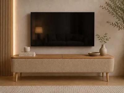 Productafbeelding van Skye Decor, hoogwaardige TV-standaard (3-delig) in beige, 120 cm | 100% melamine