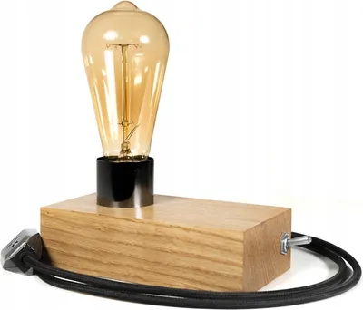 Produktbild von LED Wood | Edison Tischlampe, Nachttischlampe, 16x9 cm, Eiche, Retro, Loft, E27, 40W, Glühbirne