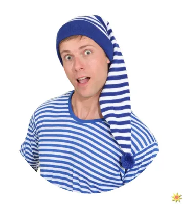 Produktbild von Geringelte Zipfelmütze für Frauen & Männer Schnarchnase Blau-Weiß
