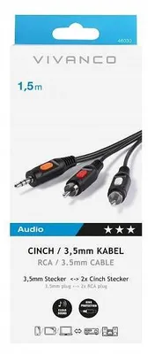 Obrázok produktu pre Kábel ViVanco™46030 RCA-3,5 mm audio kábel 1,5 m