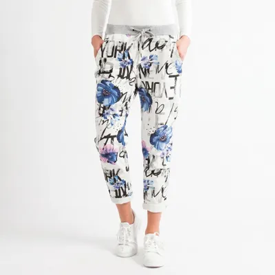 Produktbild von Damen Jogginghose Baumwolle Sporthose Stretch Freizeithose Sommer, Boyfriend Style 95% Baumwolle & Stretch, Print Sweathose Edelheld Gr.48-50
