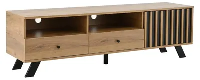 Zdjęcie produktu dla RTV-szafka – szafka pod telewizor – 150 x 38 x 44 cm – 2 szuflady – otwarte półki – drewno – do telewizorów o przekątnej do 152 cm