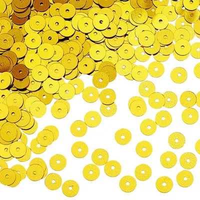 100 g goldene Pailletten, 6 mm, rund, mit Loch, zum Basteln und Nähen