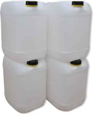 Produktbild von kanister-vertrieb® 4 Stück 20 Liter Kanister Camping Wasserkanister Farbe natur  inkl. Etikett  (4x20knn)