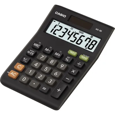 Obrázok produktu pre Casio MS-8B, Desktop, Jednoduchá kalkulačka, 8 číslica/číslic, 1 riadky, Batéria / solárny, Čierna