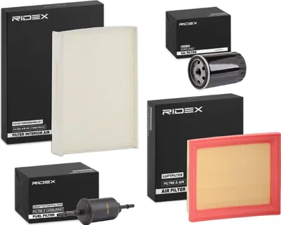 Produktbild von RIDEX Filterset Inspektionspaket Filtersatz für FORD Fiesta Mk5 Schrägheck (JH1, JD1, JH3, JD3) FUSION (JU) Fiesta Mk5 Kastenwagen