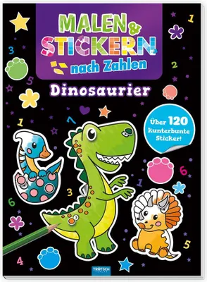Produktbild von Trötsch Beschäftigungsbuch Malbuch Malen und Stickern nach Zahlen Dinosaurier