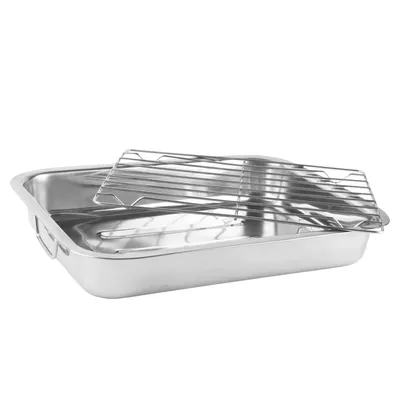 Produktbild von Backblech Edelstahl mit Rost 35 cm Ofenblech Backform Bratenblech