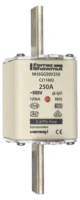 Produktbild von Mersen 1B375.000000 NH3 250A gG 500V NH-Sicherung sfü spannungsführend