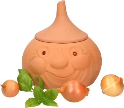 Produktbild von Mambocat Zwiebeltopf Onni Terrakotta Vorrats-Dose mit Deckel zur Aufbewahrung von ca. 900g Zwiebeln