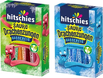 Produktbild von Saure Drachenzungen Wassereis Set – 1x Klassisch + 1x Blau – 2x 400ml – Fruchtig, frech & extra sauer –+Heartforcards Versandschutz
