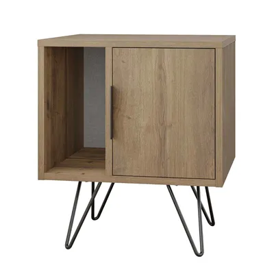 Produktbild von DECORTIE Glynn Moderner Nachttisch Eiche Dunkel Effekt , 50,2 x 44,6 x 58 cm